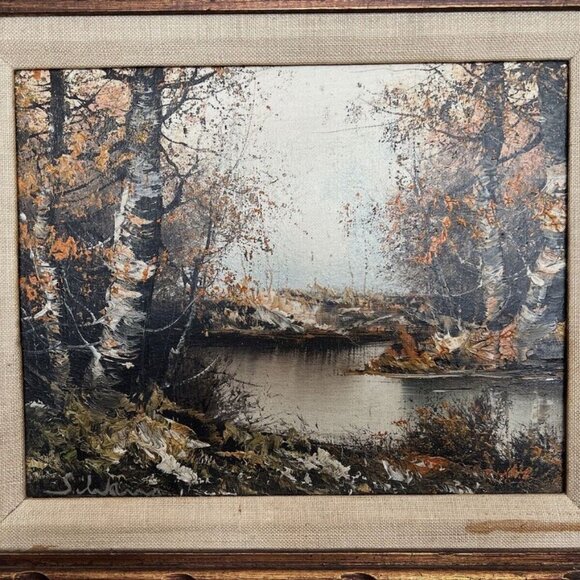 Woodland Landscape Framed Oil Painting on Canvas (signed S. Warren) - Picture 2 of 8